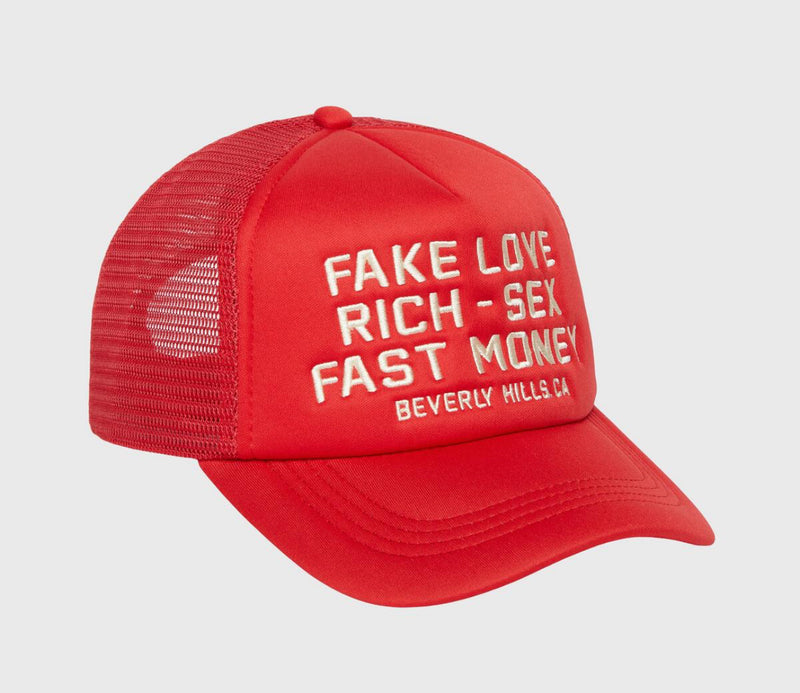 Homme femme Fake love Trucker Hat Red