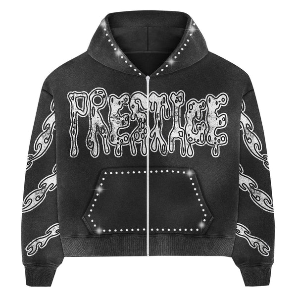 Prestige Drippy Rhinestone Hoodie Black