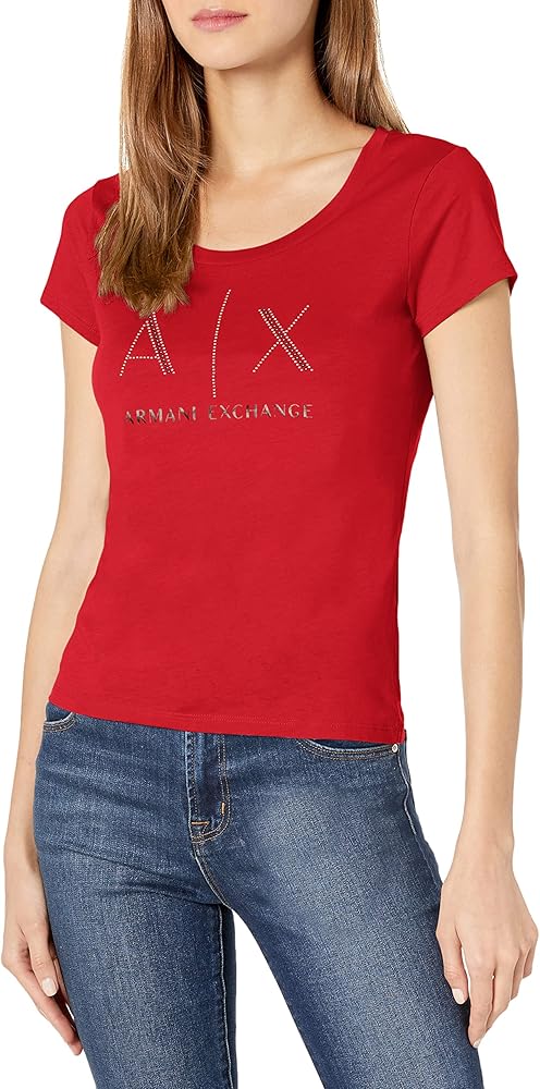 Armani Exchange women Rhinestone red tshirt