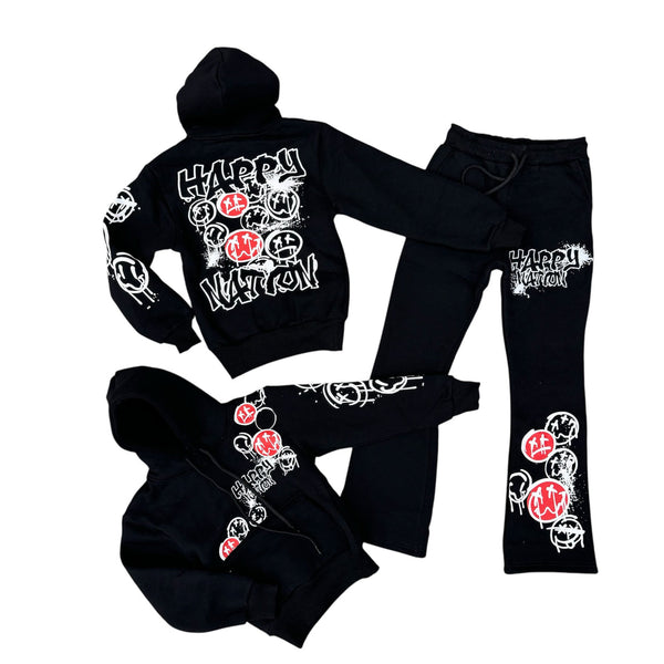 BLACK PHARAOH Happy Nation Black Jogger Set Boy's