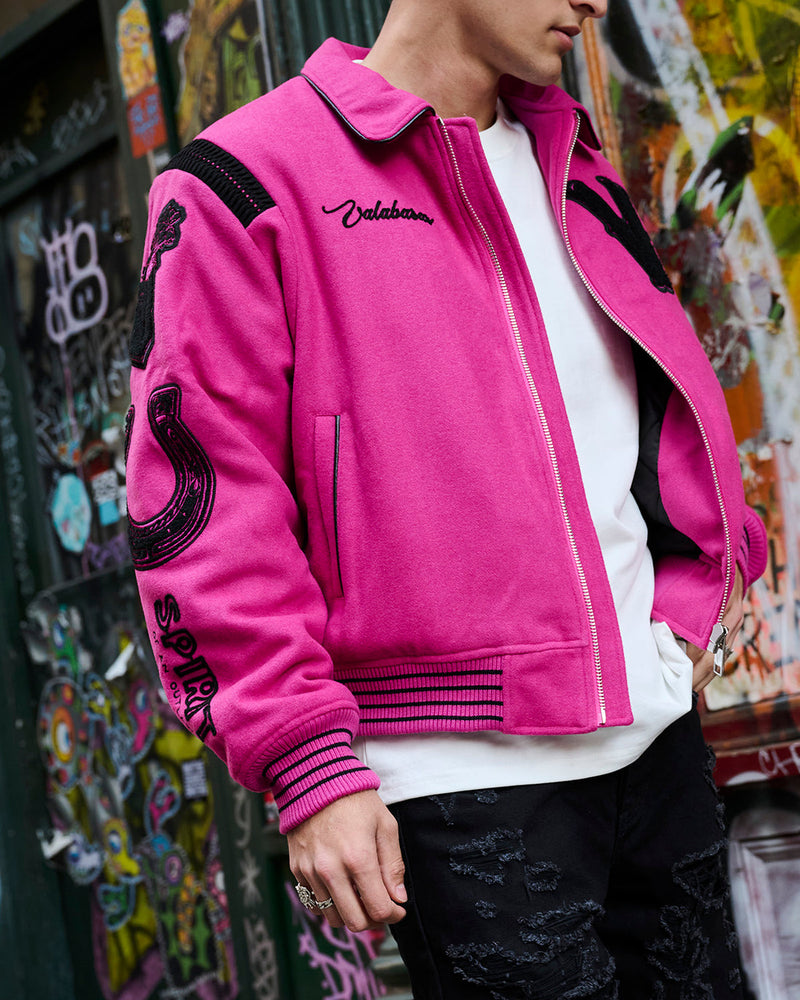 Valabasas "wild bunch fuchsia wild Bunch Letterman Jacket