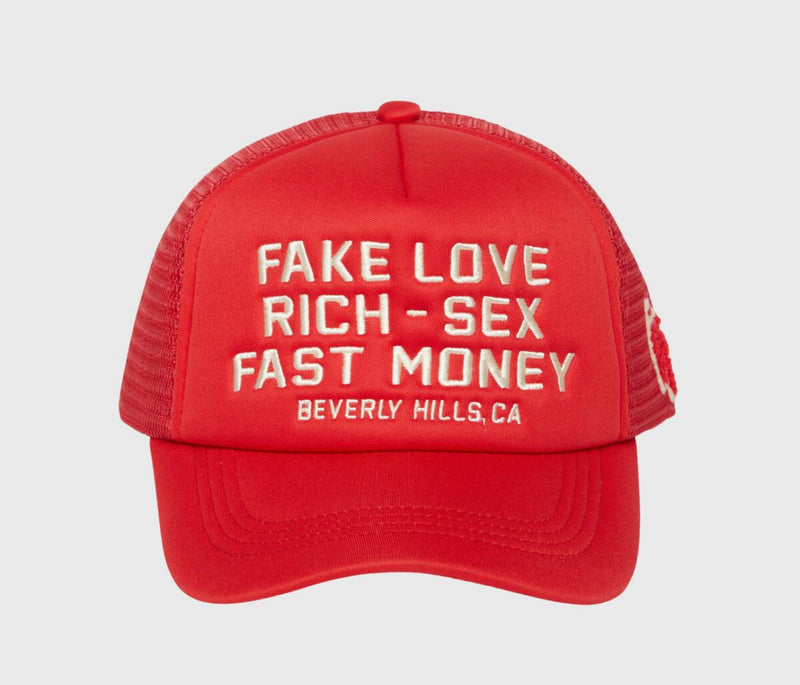 Homme femme Fake love Trucker Hat Red