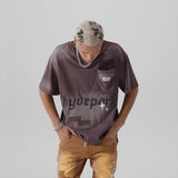 HYDE PARK Distressed Pocket Tee - Brown