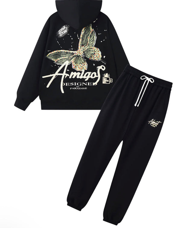 Black Label Men "AMIGOS" Hoodie and Jogger Set