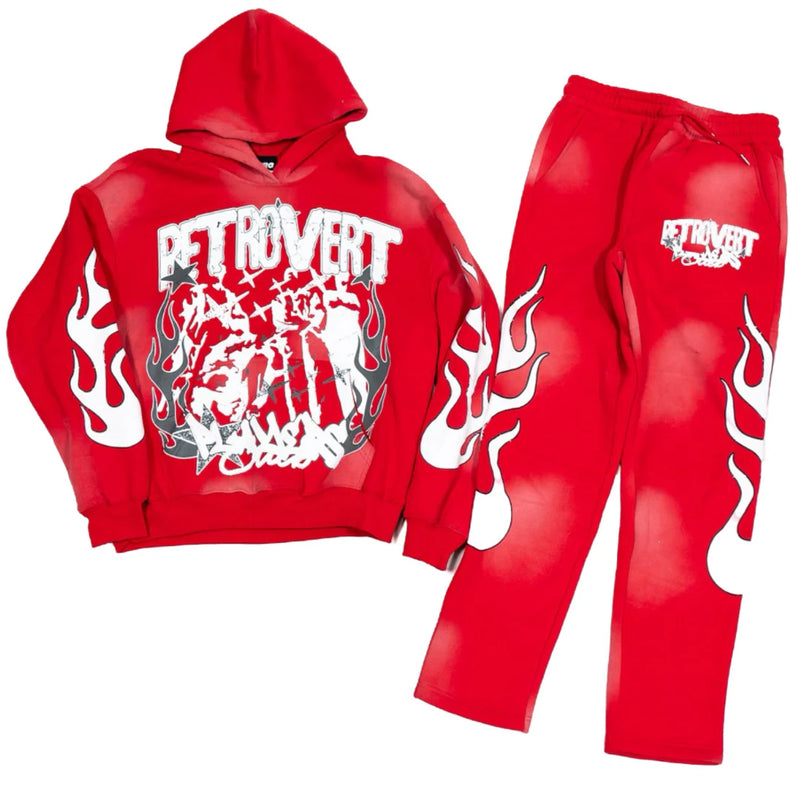 Retrovert Flame Red Jogging set