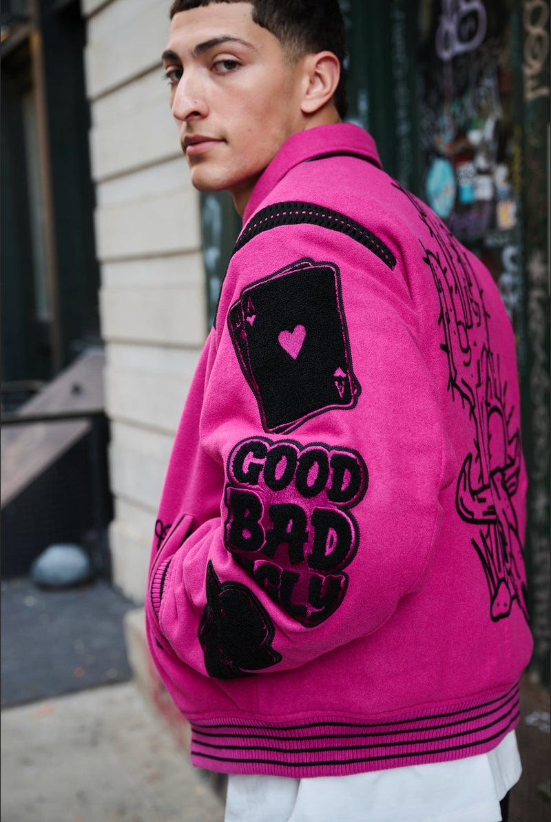 Valabasas "wild bunch fuchsia wild Bunch Letterman Jacket