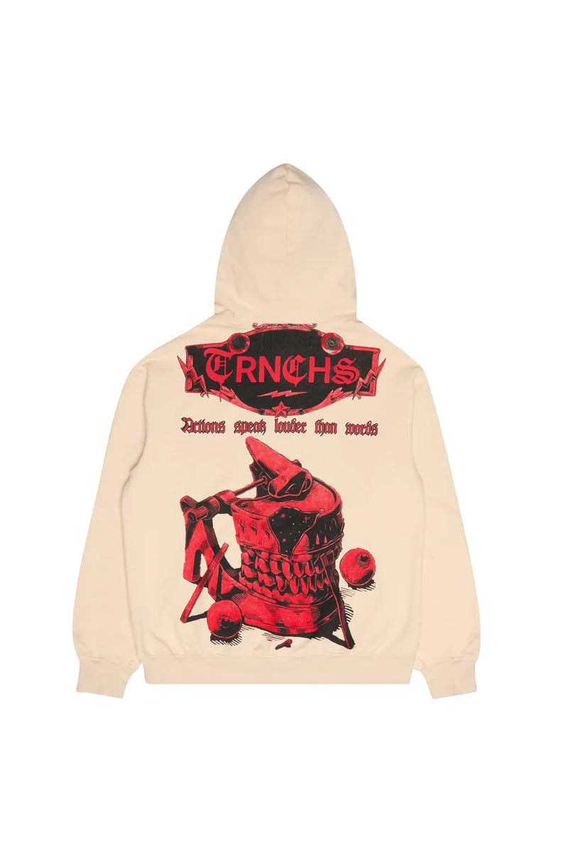 TRNCHS "TEETH" VINTAGE CREAM HOODIE