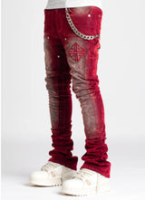 Guapi Velvet Red Carpenter Stacked Denim