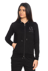 armani exchange hoodie & sweatpants sets Black silver stud icon logo