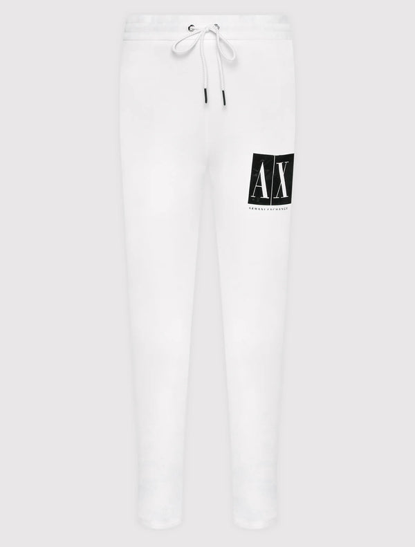 armani exchange white black shiny icon logo women pants