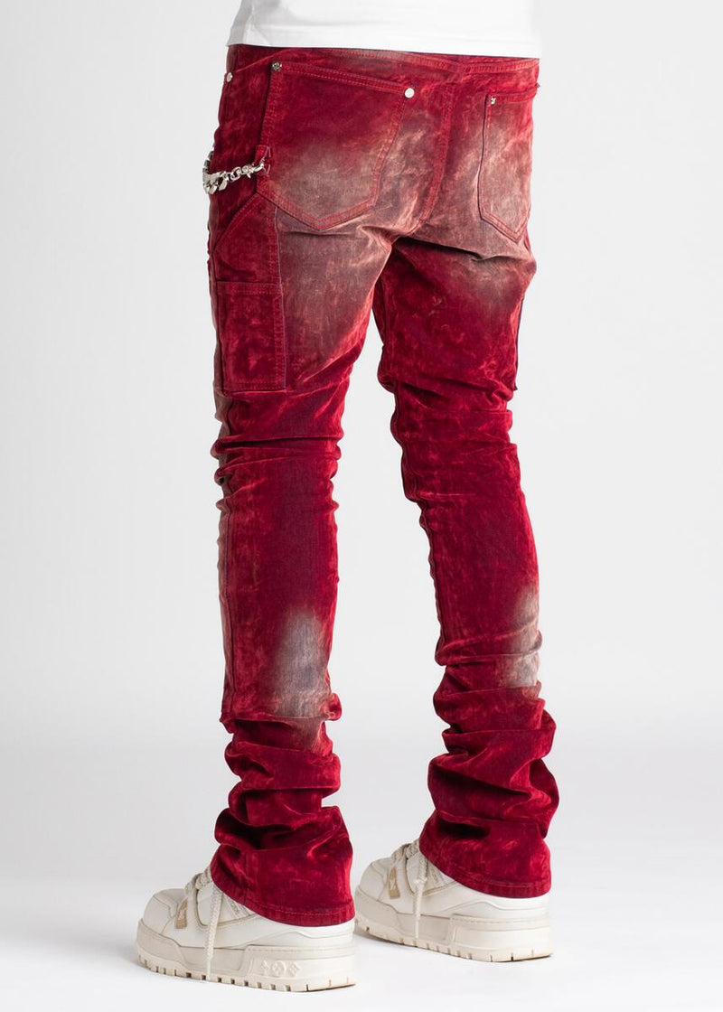 Guapi Velvet Red Carpenter Stacked Denim