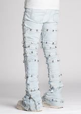 Guapi Aqua Blue Stacked Piercing Denim