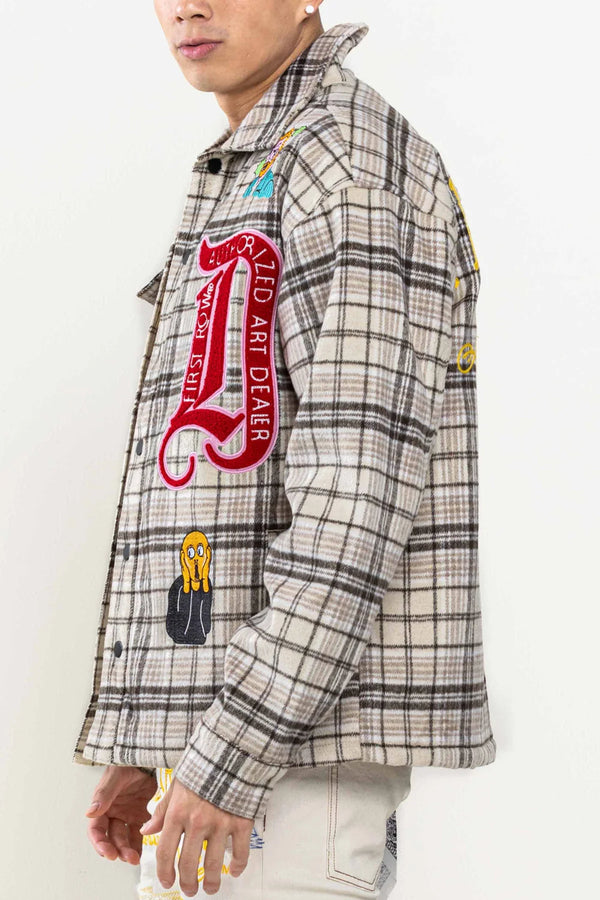 First Row ART DEALER PLAIDS PADDING SHACKET