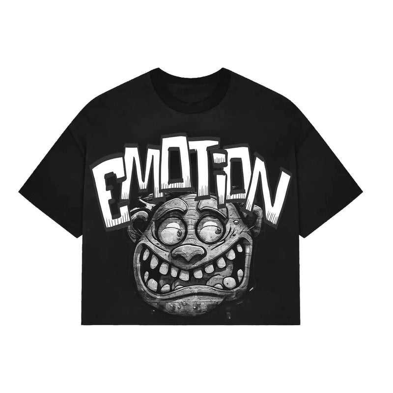 MIXED EMOTION Black “Monster” cropped Tee (Black-Monster-Cropped-Tee)