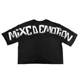 MIXED EMOTION Black “Monster” cropped Tee (Black-Monster-Cropped-Tee)