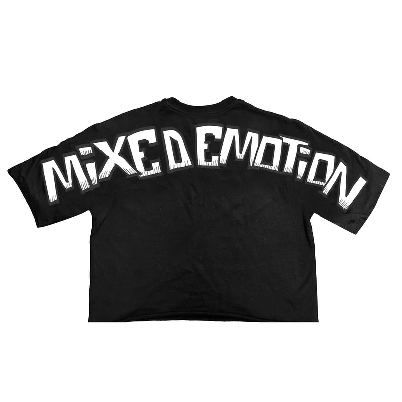 MIXED EMOTION Black “Monster” cropped Tee (Black-Monster-Cropped-Tee)