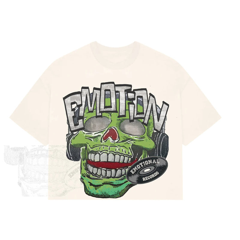 Mixed emotions Cream “Monster” Cropped Tee