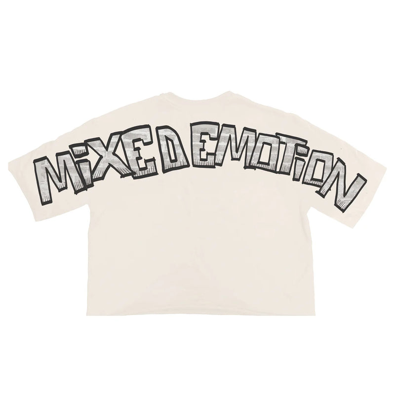 Mixed emotions Cream “Monster” Cropped Tee