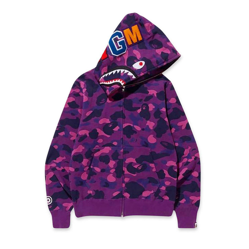 A bathing ape Color camo Purple Shark Full Zip Hoodie