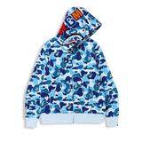 A bathing ape Big ABC Blue Camo Shark Full Zip Hoodie.