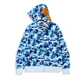 A bathing ape Big ABC Blue Camo Shark Full Zip Hoodie.