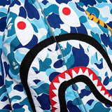 A bathing ape Big ABC Blue Camo Shark Full Zip Hoodie.