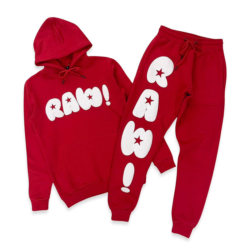 Rawyalty Men RAW Star White Puff Hoodie And Jogger Set