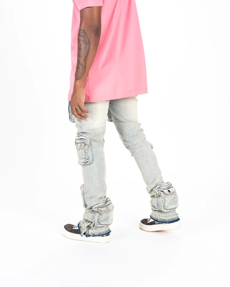 PHEELINGS

"JOURNEY TO GREATNESS" CARGO FLARE STACK DENIM