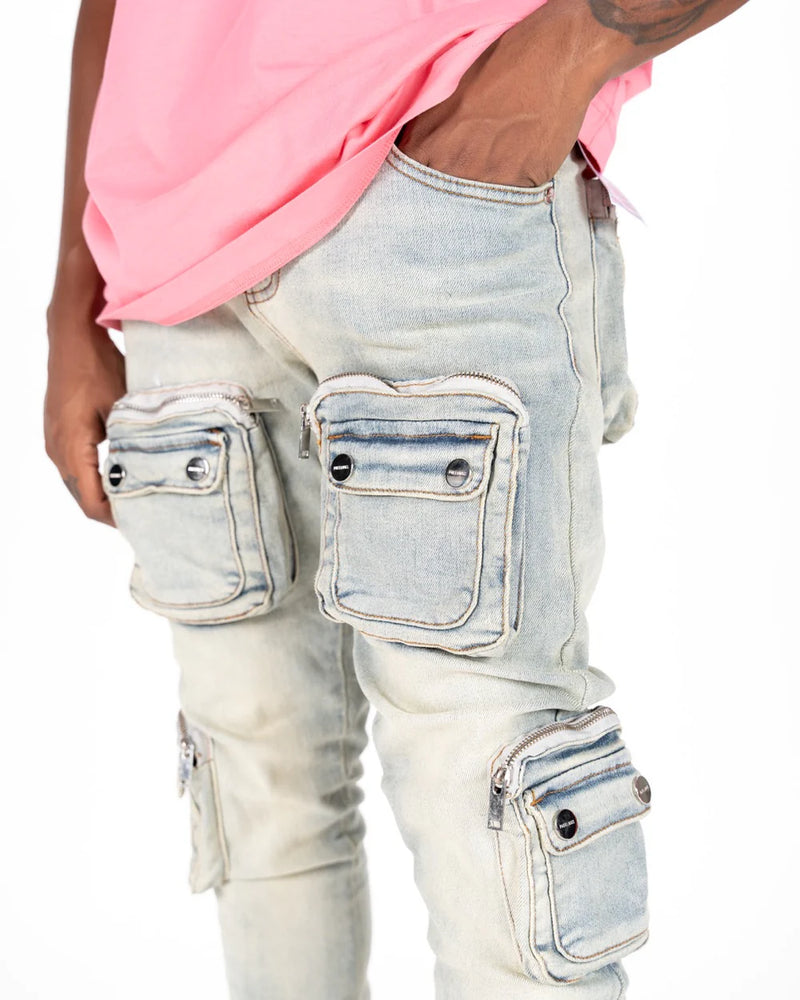 PHEELINGS

"JOURNEY TO GREATNESS" CARGO FLARE STACK DENIM