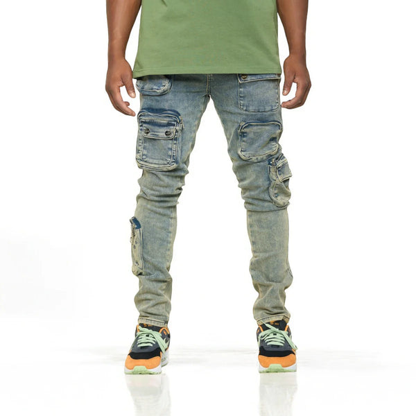 PHEELINGS "LUCID DREAMS" CARGO SKINNY DENIM (MEDIUM BLUE/ SAND)