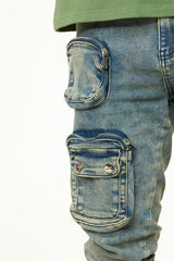 PHEELINGS "LUCID DREAMS" CARGO SKINNY DENIM (MEDIUM BLUE/ SAND)