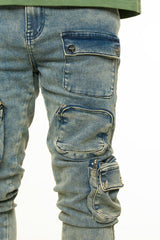 PHEELINGS "LUCID DREAMS" CARGO SKINNY DENIM (MEDIUM BLUE/ SAND)