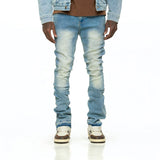 PHEELINGS "NEW EMOTIONS" EMBOSSED FLARE STACK DENIM (LIGHT BLUE STONE WASH)