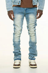 PHEELINGS "NEW EMOTIONS" EMBOSSED FLARE STACK DENIM (LIGHT BLUE STONE WASH)