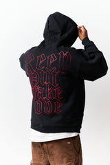 KEEP OUT FAKE LOVE  UNI - JET BLACK - HOODIE - Screen Print + Embroidery + Appliqué