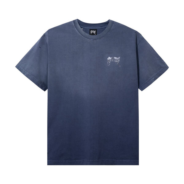 REVENGE KOSUKE KAWAMURA GLITCH ARCH LOGO TREATED TEE NAVY