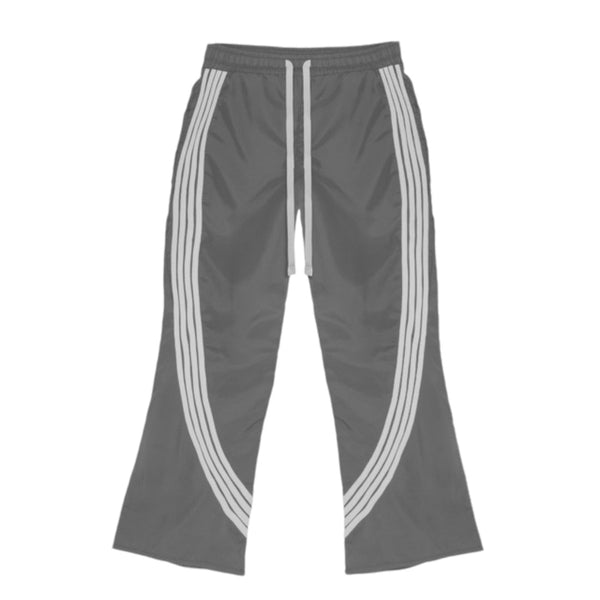 NYLON IRREGULAR STRIPE TRACK PANTS-GREY