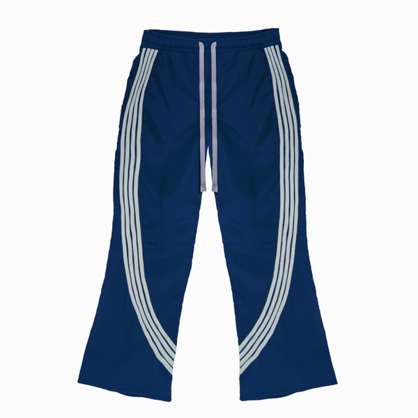 NYLON IRREGULAR STRIPE TRACK PANT-NAVY