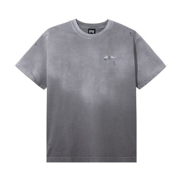 KOSUKE KAWAMURA GLITCH ARCH LOGO TREATED TEE GREY