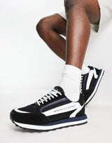 Armani Exchange contrast panel logo runners in black/white