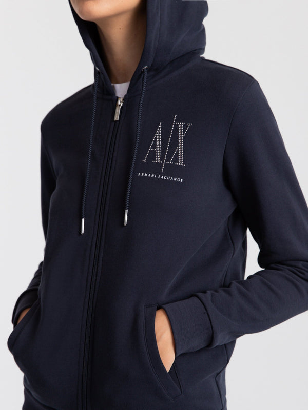 armani exchange navy zip up sweatshirt hoodie