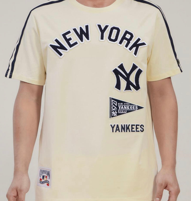 NEW YORK YANKEES RETRO CLASSIC SJ STRIPED TEE (EGGSHELL/ MIDNIGHT NAVY)