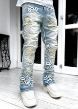 Guapi Denim Powder Blue Logos Stacked Denim (Powder-Blue-Logos-Stacked