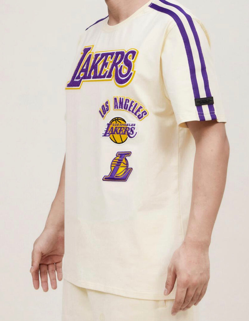 New Era Lakers Throwback Pinstripe Logo Tee 2XL