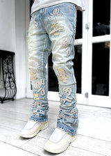 Guapi Denim Powder Blue Logos Stacked Denim (Powder-Blue-Logos-Stacked