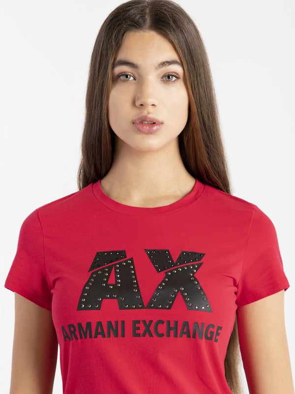 armani exchange women red tshirts