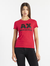 armani exchange women red tshirts