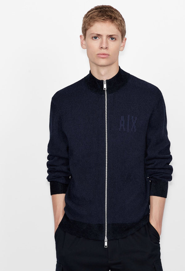 ARMANI EXCHANGE COTTON VISCOSE BLEND CARDIGAN (Navy/BLUE)