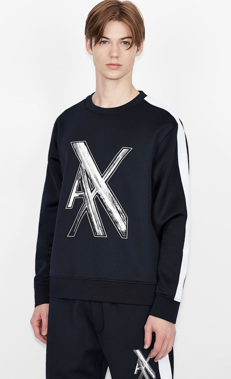 ARMANI EXCHANGE OVERSIZED LOGO CREW NECK SWEATSHIRT (NAVY/BLUE)