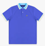 JAMES BARK Men's Blue Neck Detail Polo Shirt - Yellow Bark